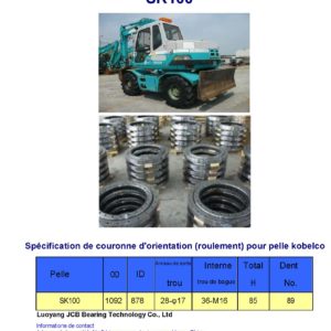 couronne d'orientation (roulement) pour pelle kobelco SK100