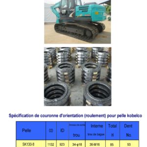 couronne d'orientation (roulement) pour pelle kobelco SK130-8